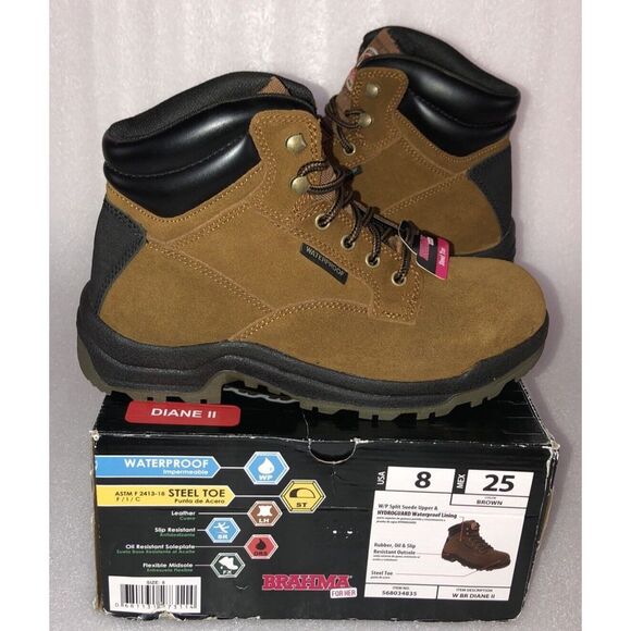 Brahma Women's Diane II Steel Toe Slip Resistant Waterproof Work Boots Size 8 - Picture 4 of 16